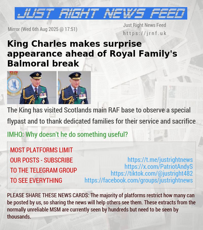 King Charles makes surprise appearance ahead of Royal Family’s Balmoral break