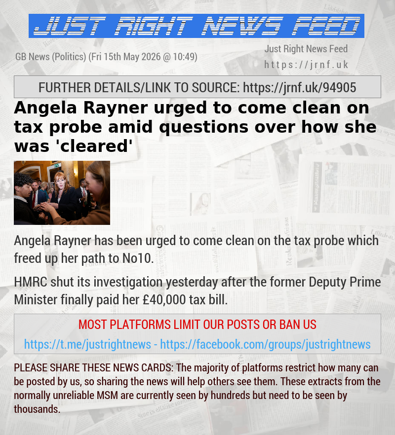 Angela Rayner urged to come clean on tax probe amid questions over how she was ’cleared’