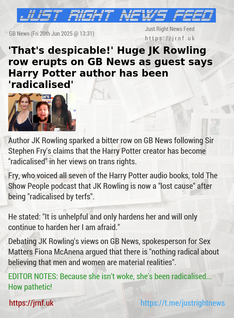 ‘That’s despicable!’ Huge JK Rowling row erupts on GB News as guest says Harry Potter author has been ‘radicalised’