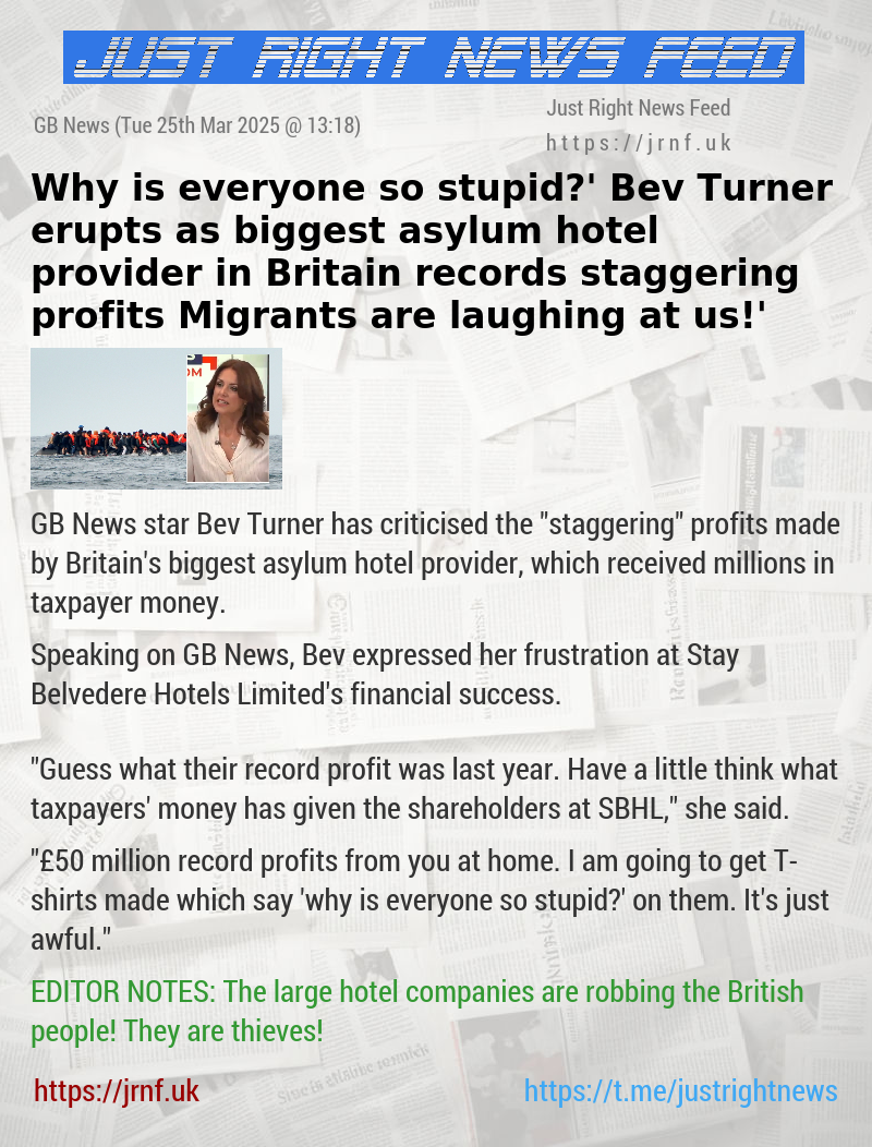 ‘Why is everyone so stupid?’ Bev Turner erupts as biggest asylum hotel provider in Britain records staggering profits — ‘Migrants are laughing at us!’