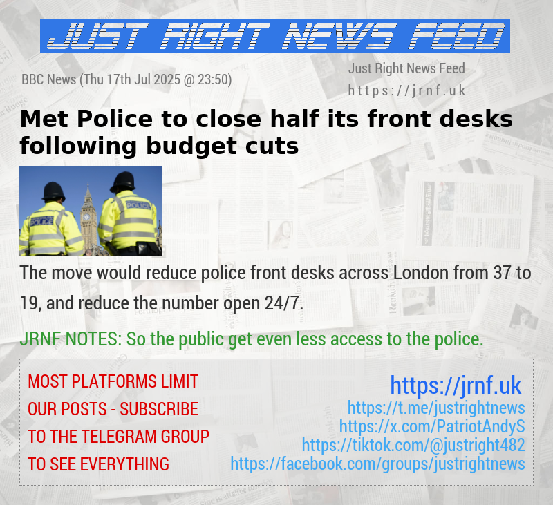 Met Police to close half its front desks following budget cuts