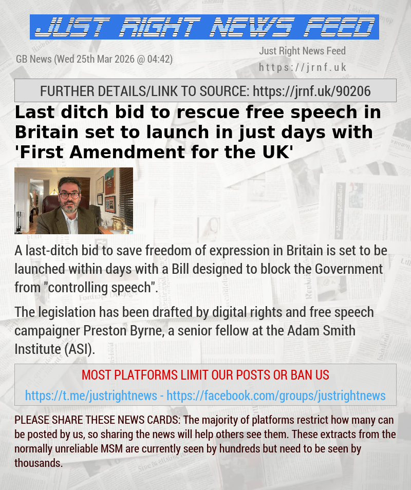 Last—ditch bid to rescue free speech in Britain set to launch in just days with ’First Amendment for the UK’