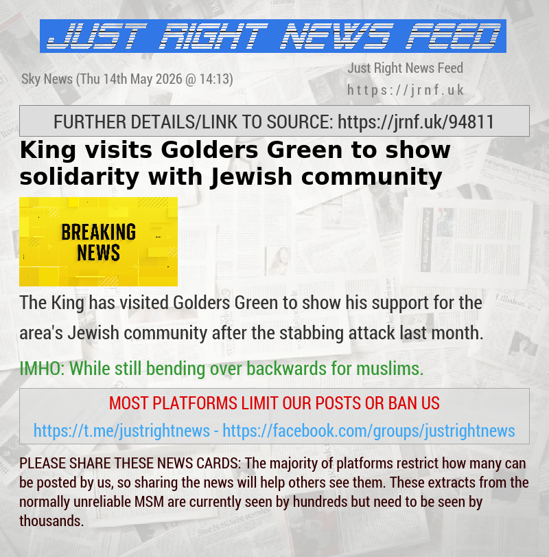 King visits Golders Green to show solidarity with Jewish community
