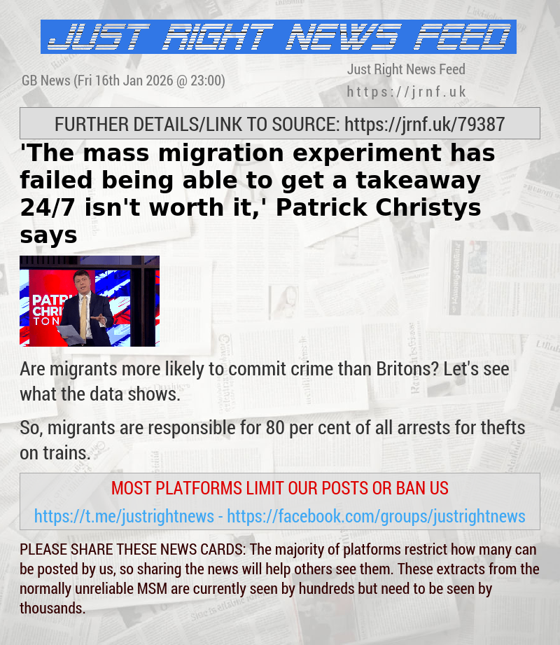 ’The mass migration experiment has failed — being able to get a takeaway 24/7 isn’t worth it,’ Patrick Christys says