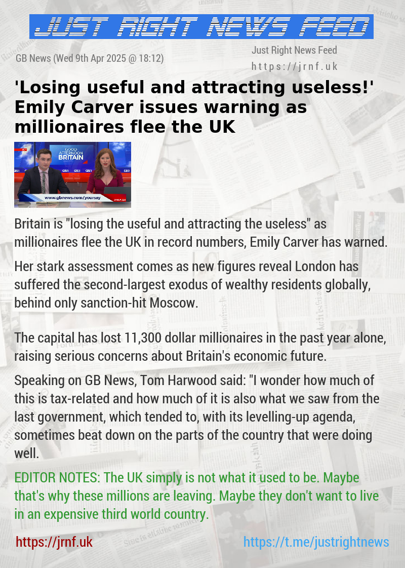 ’Losing useful and attracting useless!’ Emily Carver issues warning as millionaires flee the UK