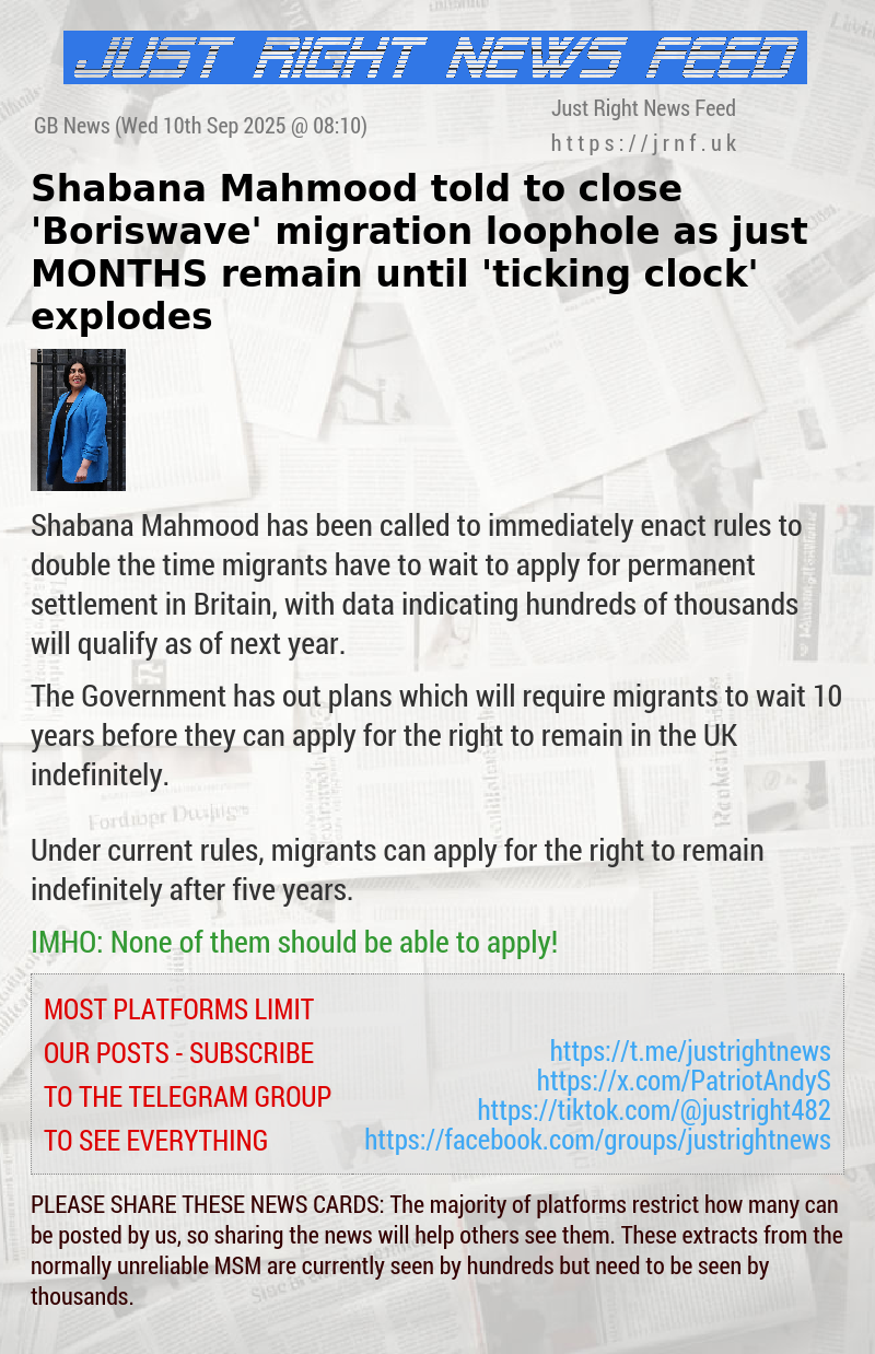 Shabana Mahmood told to close ’Boriswave’ migration loophole as just MONTHS remain until ’ticking clock’ explodes