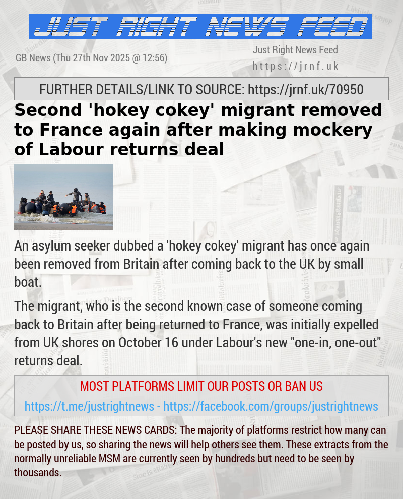 Second ’hokey cokey’ migrant removed to France again after making mockery of Labour returns deal