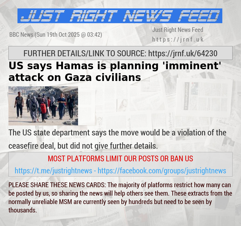 US says Hamas is planning ’imminent’ attack on Gaza civilians