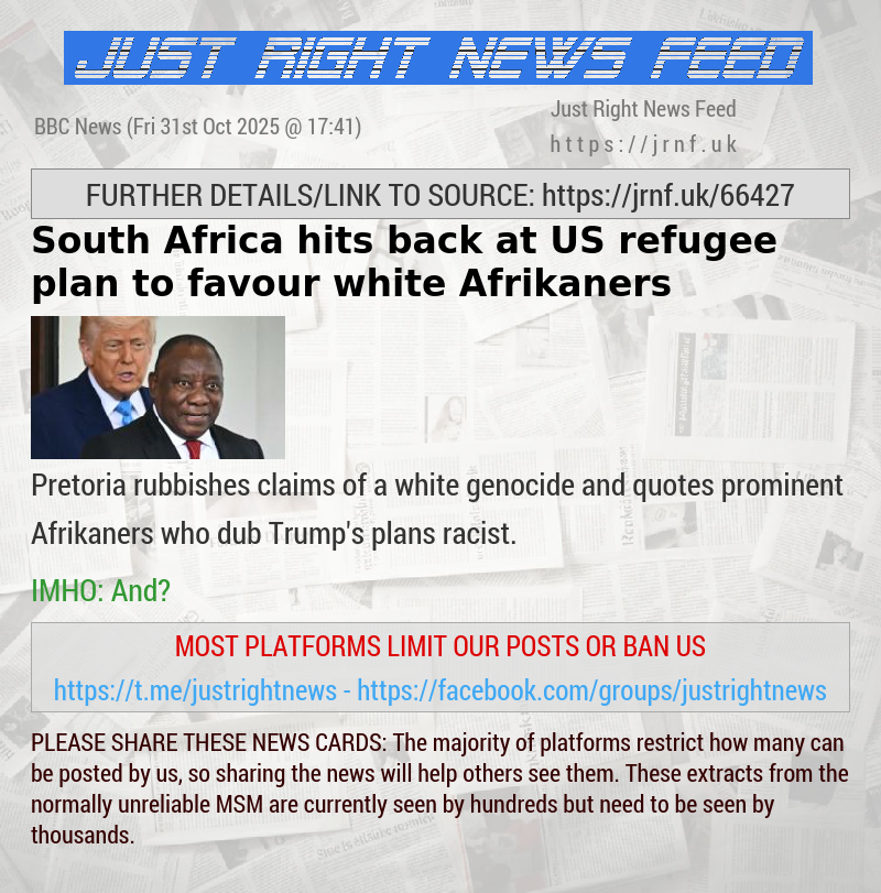 South Africa hits back at US refugee plan to favour white Afrikaners