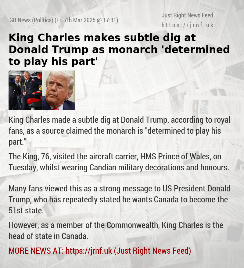 King Charles makes subtle dig at Donald Trump as monarch ’determined to play his part’