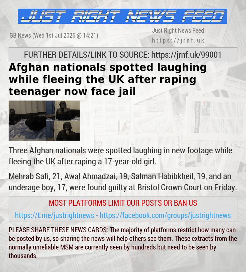 Afghan nationals spotted laughing while fleeing the UK after raping teenager now face jail