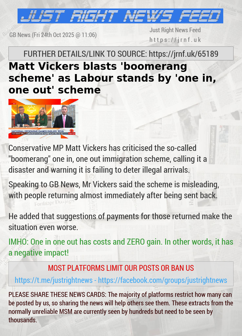 Matt Vickers blasts ’boomerang scheme’ as Labour stands by ’one in, one out’ scheme