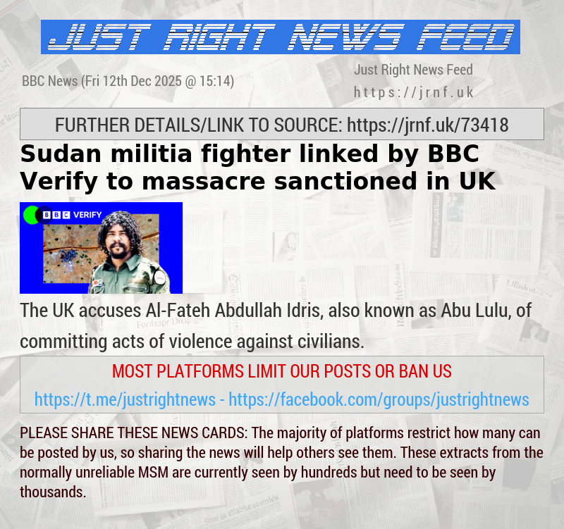 Sudan militia fighter linked by BBC Verify to massacre sanctioned in UK
