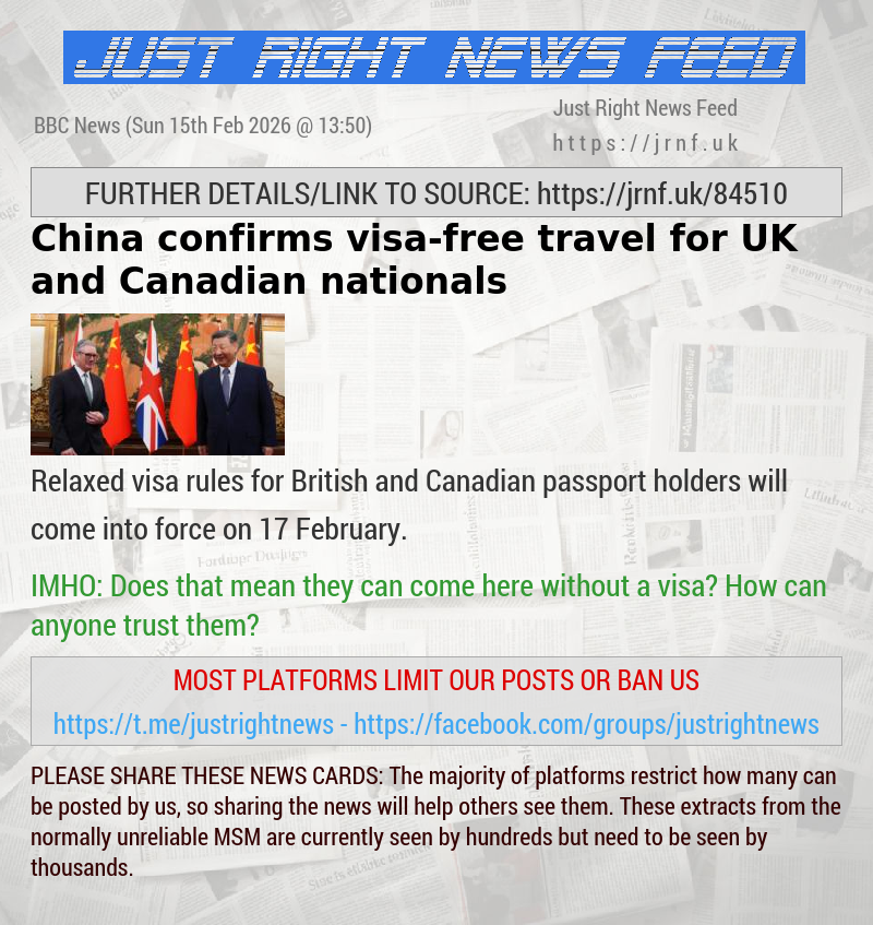 China confirms visa—free travel for UK and Canadian nationals