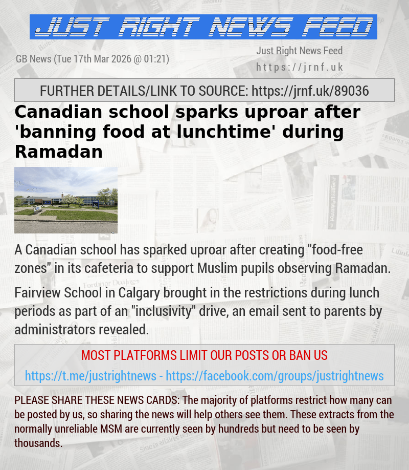 Canadian school sparks uproar after ’banning food at lunchtime’ during Ramadan