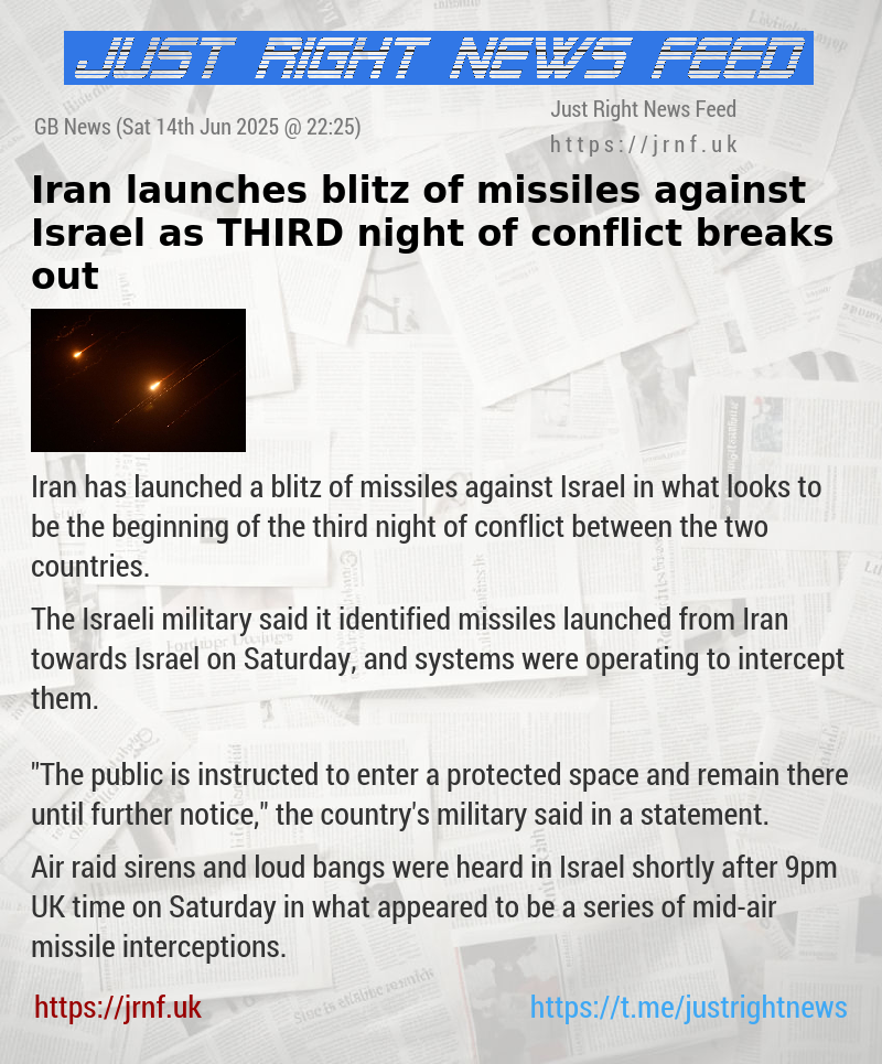 Iran launches blitz of missiles against Israel as THIRD night of conflict breaks out
