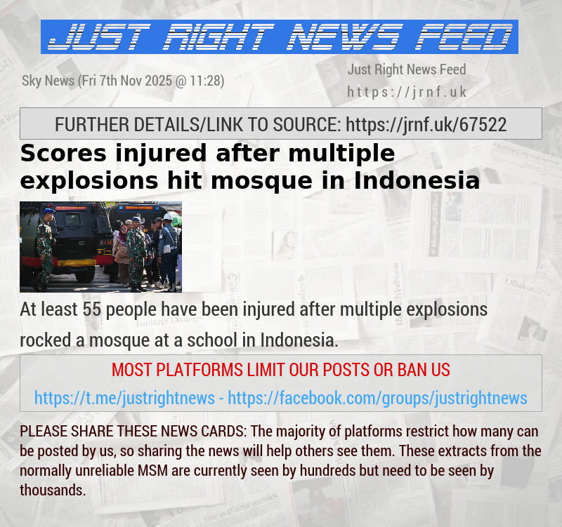 Scores injured after multiple explosions hit mosque in Indonesia