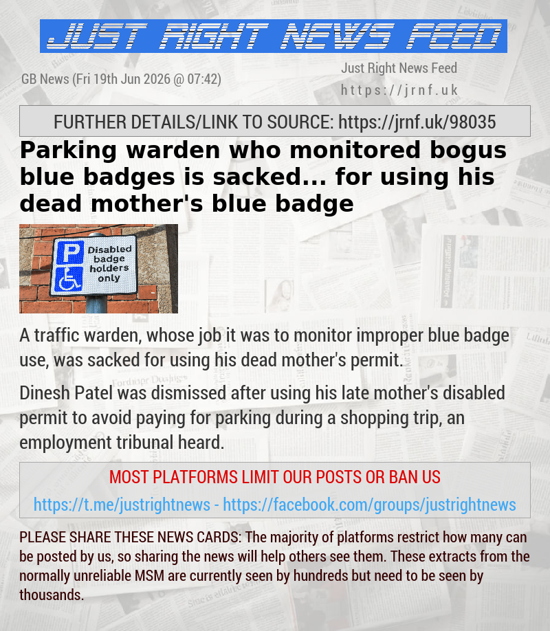 Parking warden who monitored bogus blue badges is sacked... for using his dead mother’s blue badge