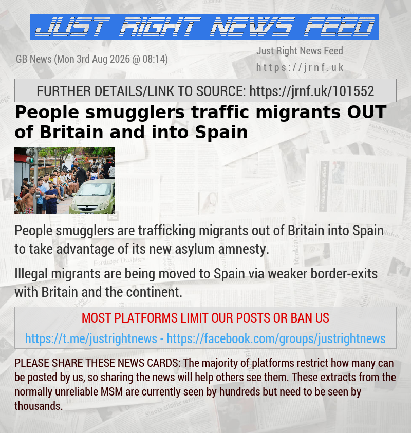 People smugglers traffic migrants OUT of Britain and into Spain