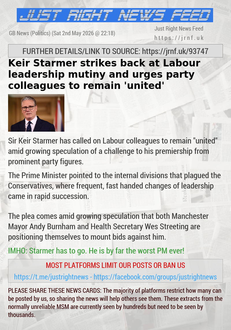 Keir Starmer strikes back at Labour leadership mutiny and urges party colleagues to remain ’united’
