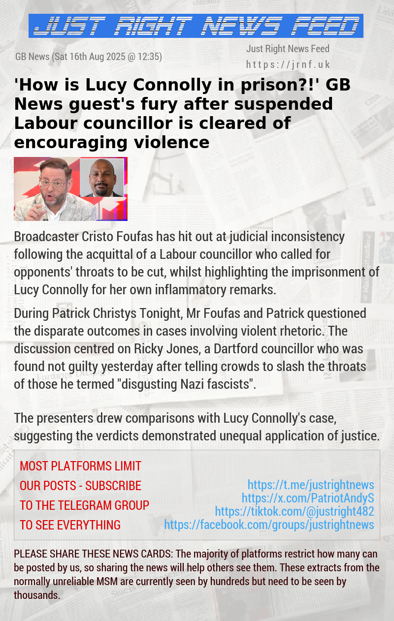 ’How is Lucy Connolly in prison?!’ GB News guest’s fury after suspended Labour councillor is cleared of encouraging violence