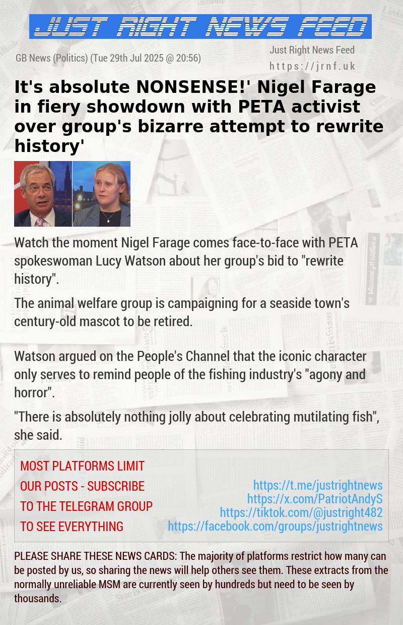 ‘It’s absolute NONSENSE!’ Nigel Farage in fiery showdown with PETA activist over group’s bizarre attempt to ‘rewrite history’