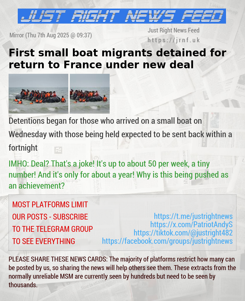 First small boat migrants detained for return to France under new deal