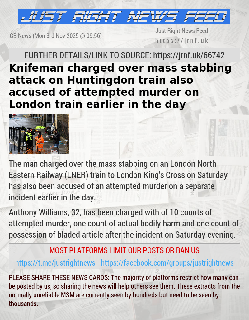 Knifeman charged over mass stabbing attack on Huntingdon train also accused of attempted murder on London train earlier in the day