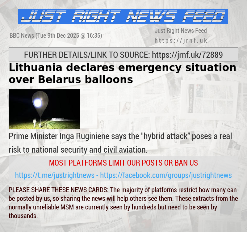 Lithuania declares emergency situation over Belarus balloons