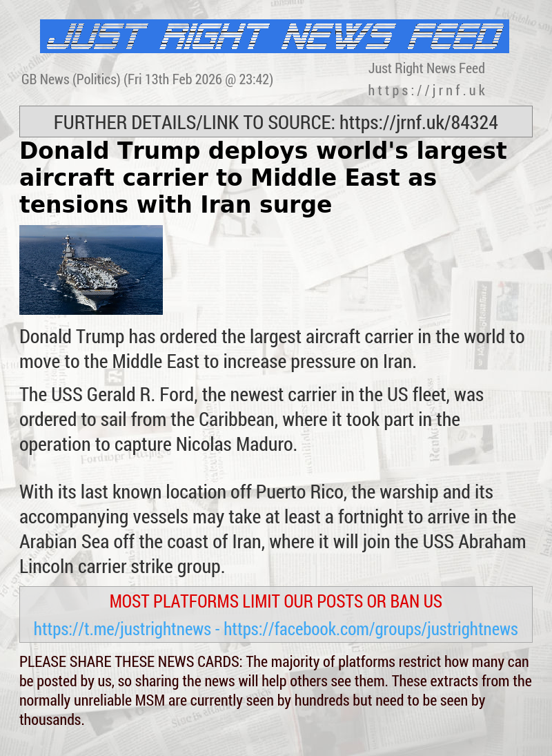 Donald Trump deploys world’s largest aircraft carrier to Middle East as tensions with Iran surge