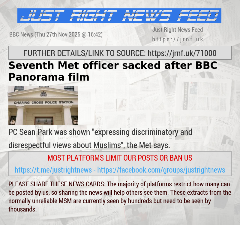 Seventh Met officer sacked after BBC Panorama film