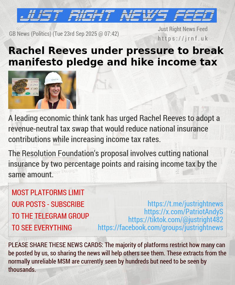 Rachel Reeves under pressure to break manifesto pledge and hike income tax