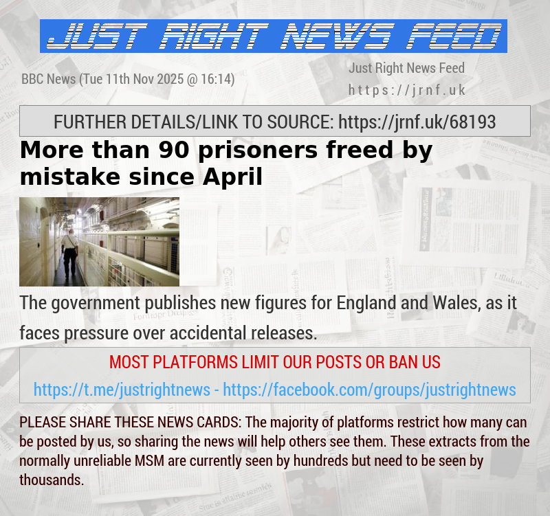 More than 90 prisoners freed by mistake since April