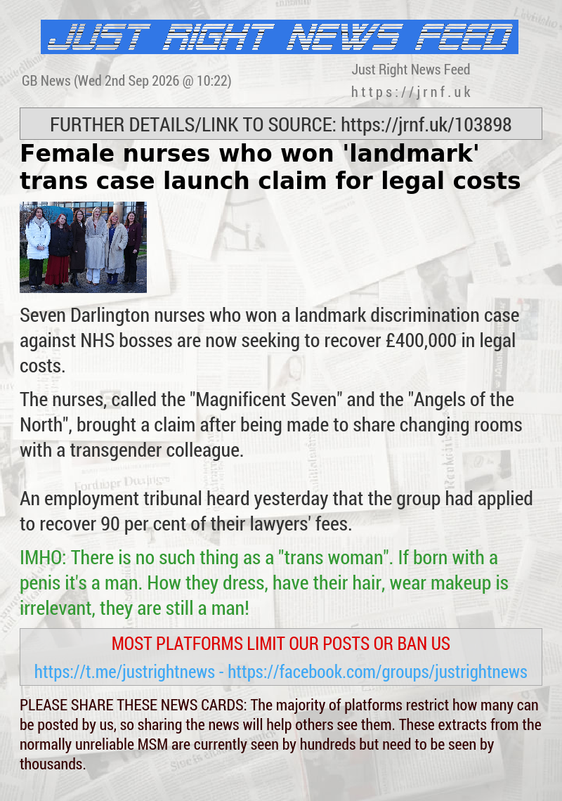Female nurses who won ’landmark’ trans case launch claim for legal costs