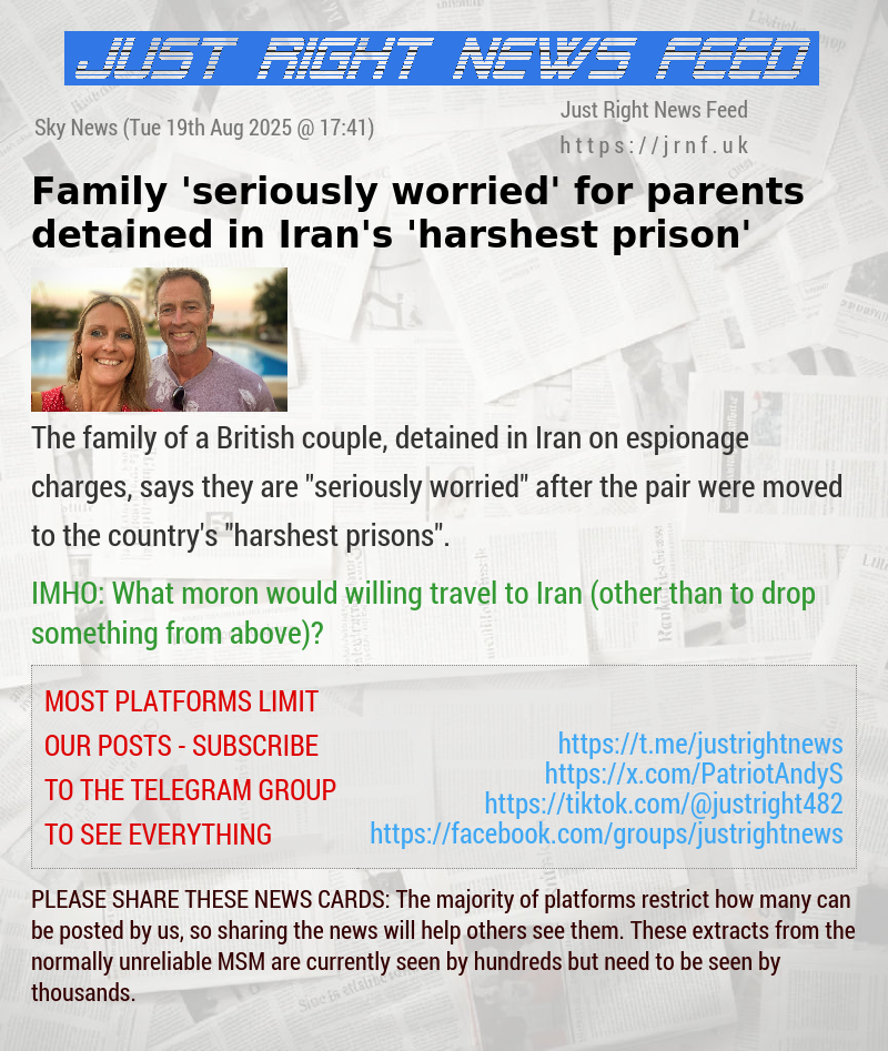 Family ’seriously worried’ for parents detained in Iran’s ’harshest prison’