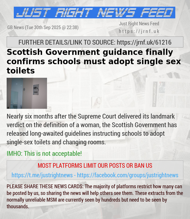 Scottish Government guidance finally confirms schools must adopt single sex toilets
