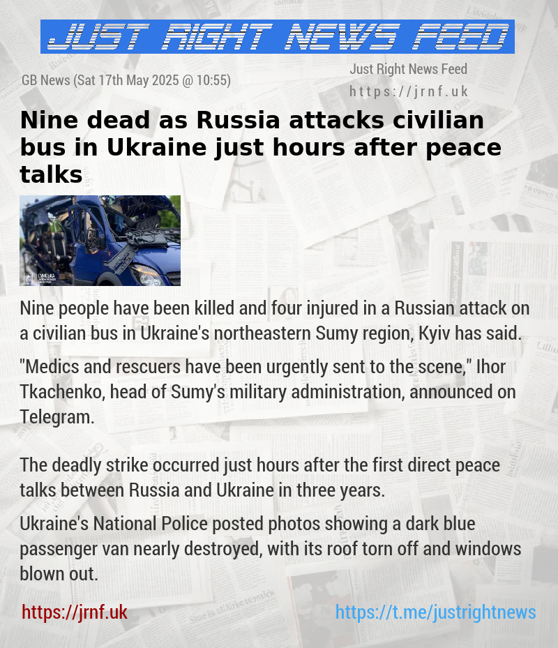 Nine dead as Russia attacks civilian bus in Ukraine just hours after peace talks