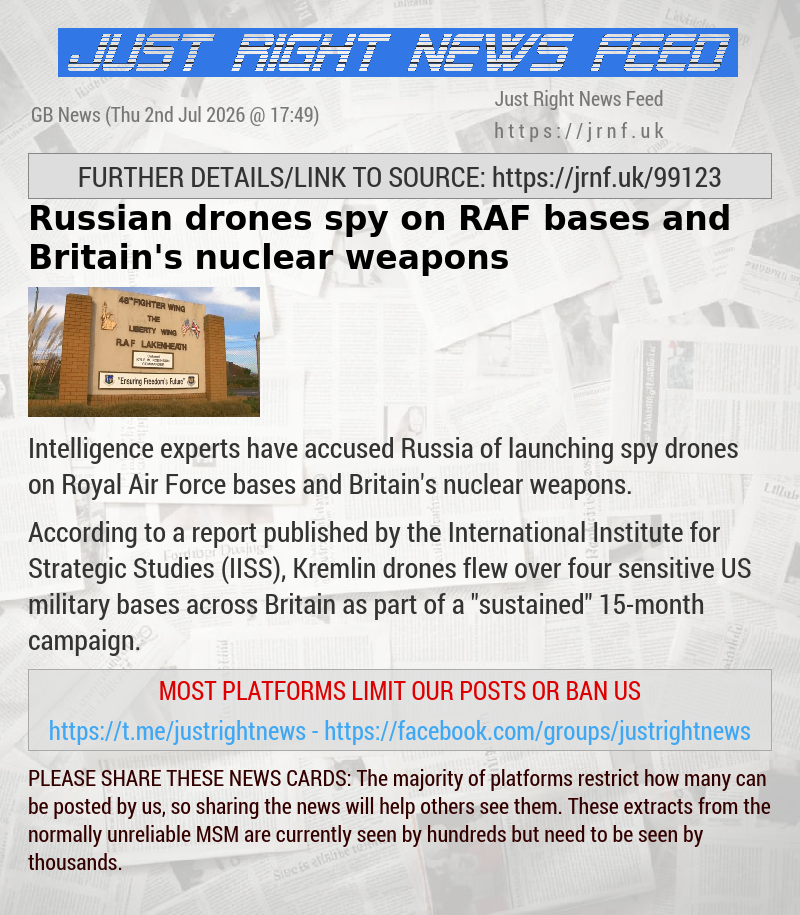 Russian drones spy on RAF bases and Britain’s nuclear weapons