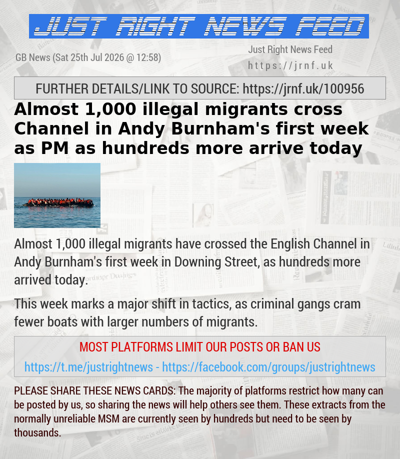 Almost 1,000 illegal migrants cross Channel in Andy Burnham’s first week as PM as hundreds more arrive today