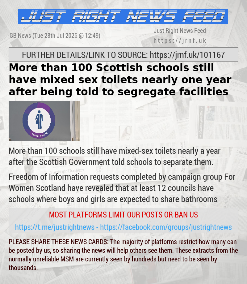 More than 100 Scottish schools still have mixed—sex toilets nearly one year after being told to segregate facilities