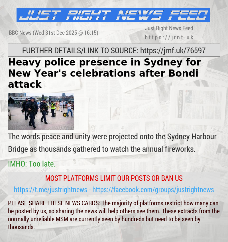 Heavy police presence in Sydney for New Year’s celebrations after Bondi attack