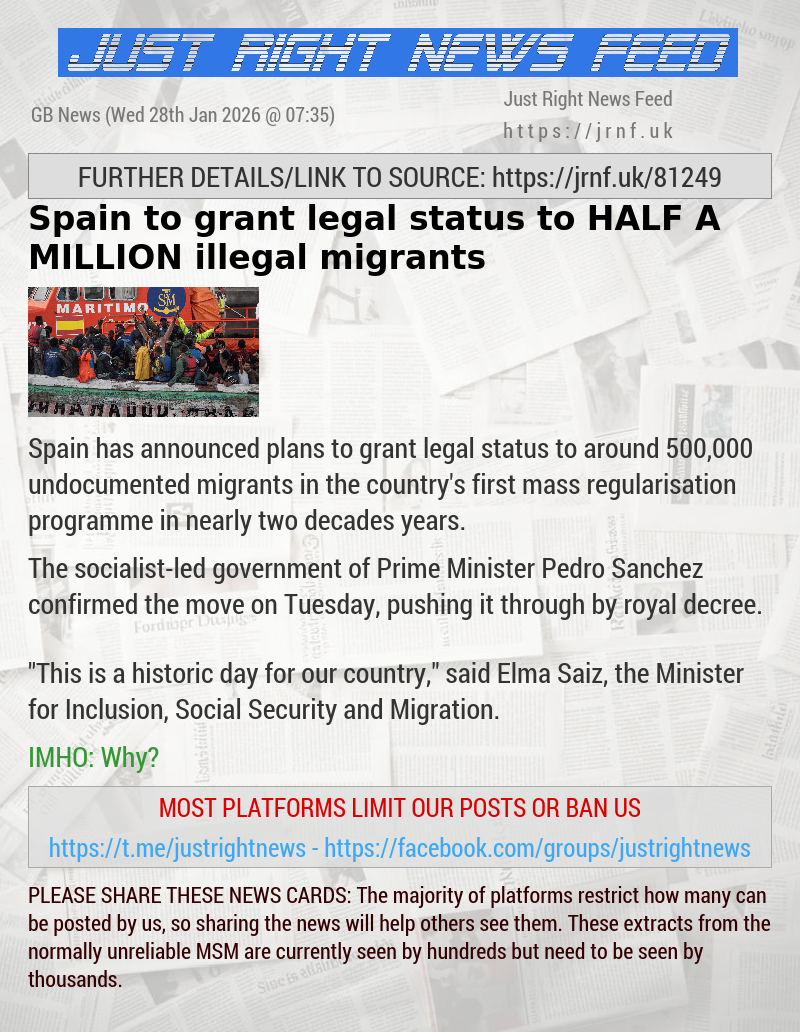 Spain to grant legal status to HALF A MILLION illegal migrants