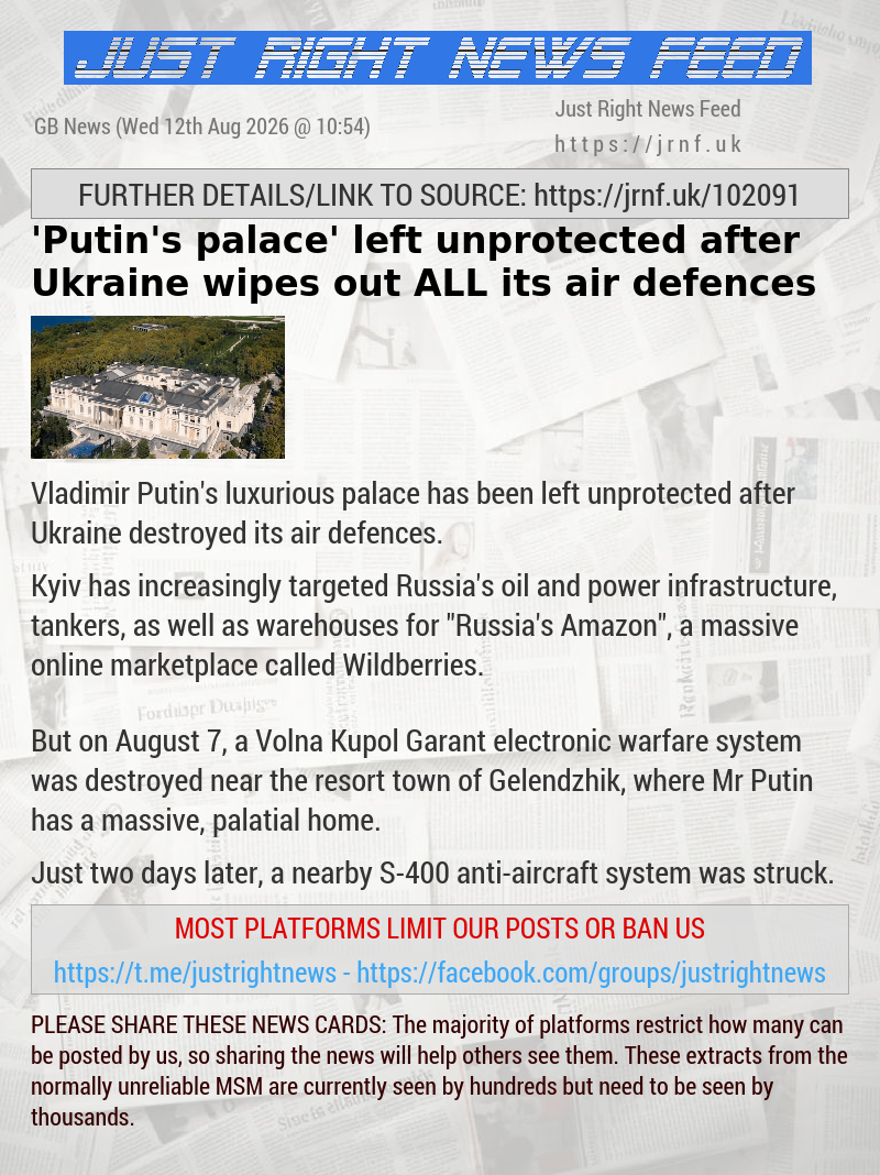 ’Putin’s palace’ left unprotected after Ukraine wipes out ALL its air defences