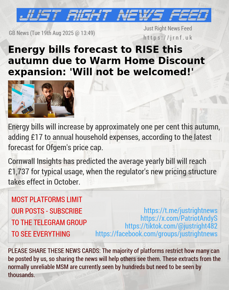 Energy bills forecast to RISE this autumn due to Warm Home Discount expansion: ’Will not be welcomed!’