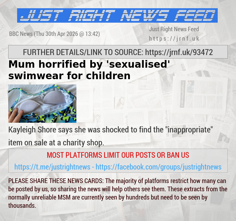 Mum horrified by ’sexualised’ swimwear for children