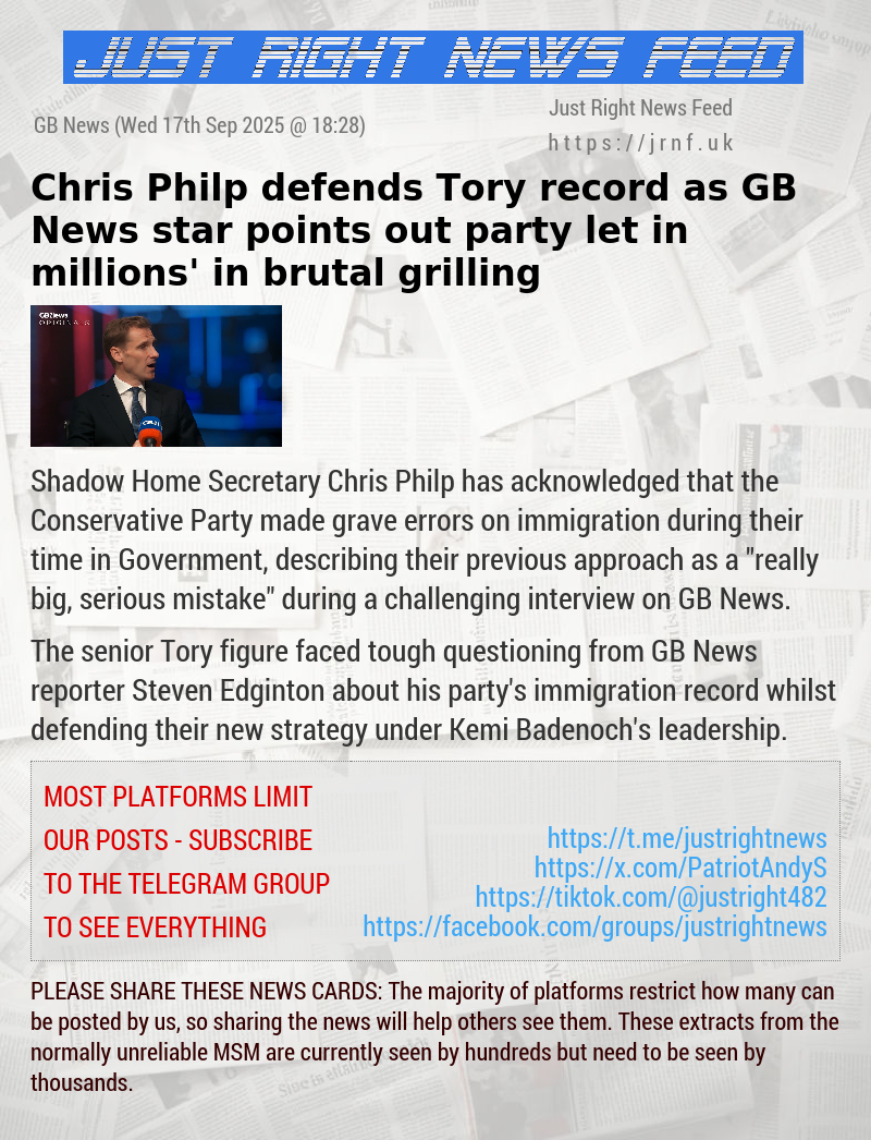 Chris Philp defends Tory record as GB News star points out party ‘let in millions’ in brutal grilling