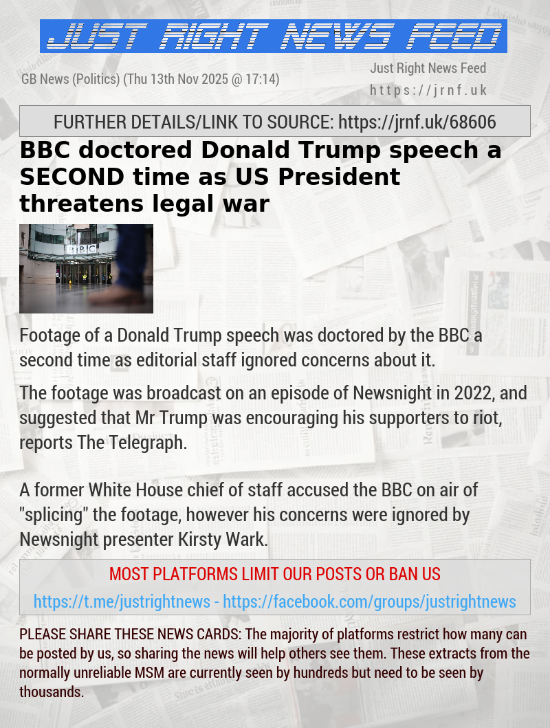 BBC doctored Donald Trump speech a SECOND time as US President threatens legal war