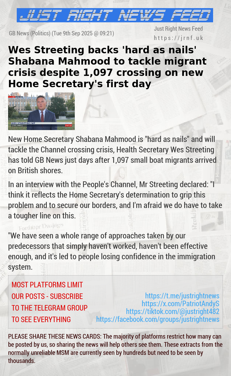 Wes Streeting backs ’hard as nails’ Shabana Mahmood to tackle migrant crisis — despite 1,097 crossing on new Home Secretary’s first day