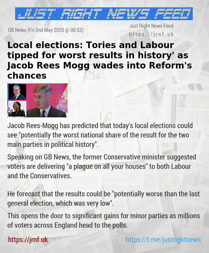 Local elections: Tories and Labour tipped for ‘worst results in history’ as Jacob Rees—Mogg wades into Reform’s chances