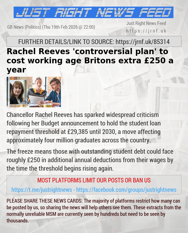 Rachel Reeves ’controversial plan’ to cost working—age Britons extra &pound;250 a year